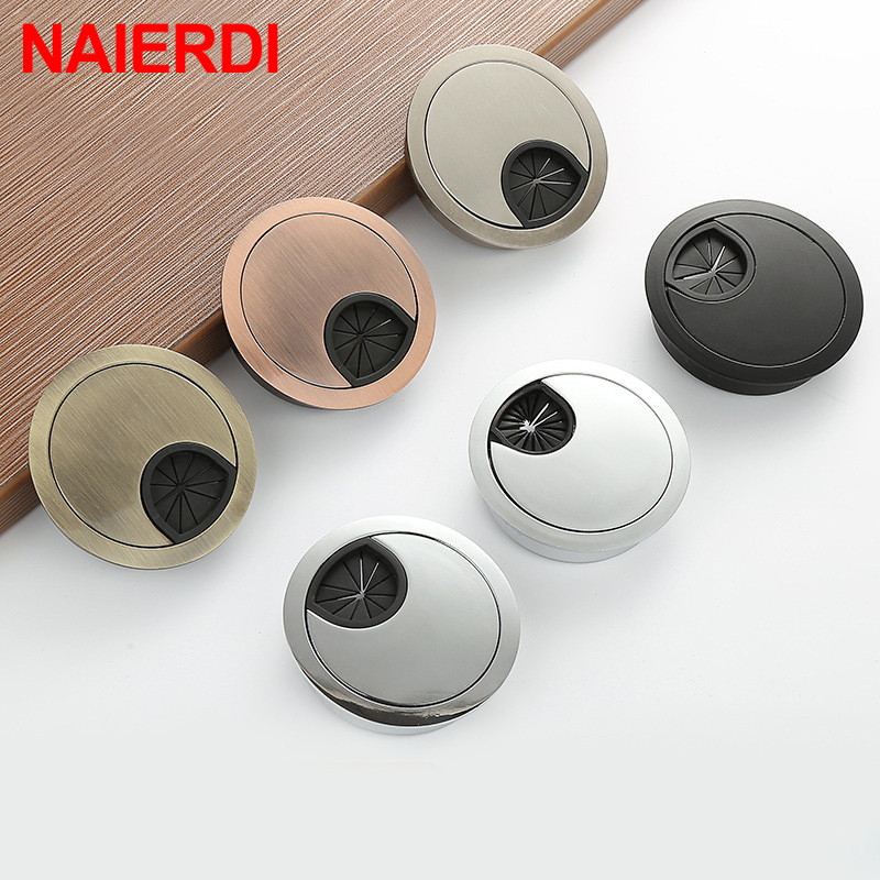 Desk Setup Computer - NAIERDI Zinc Alloy Round Table Wire