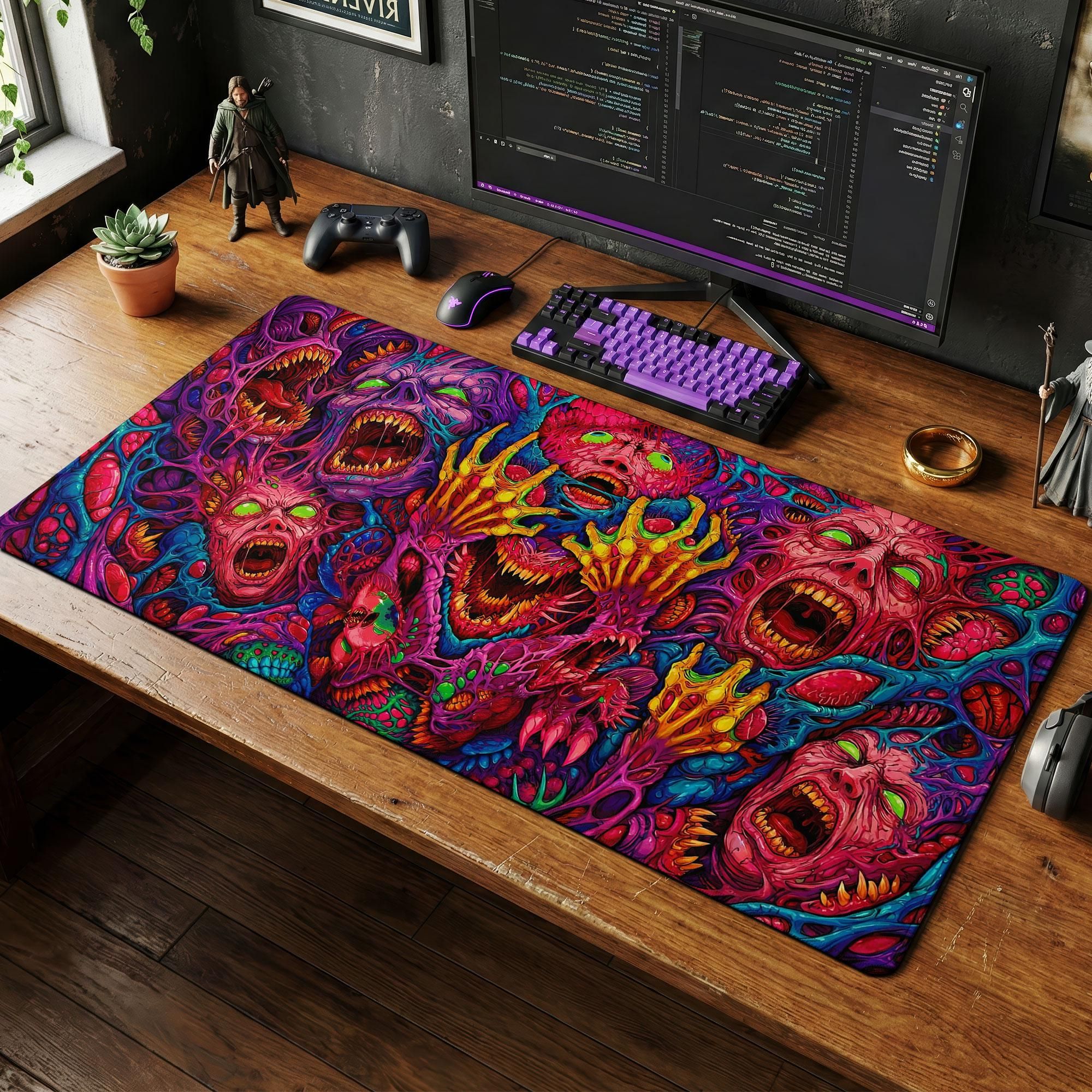 Desk Setup Red - Japan Red Mouse Pad Neon Gore