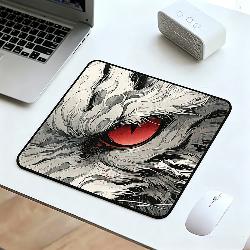 Desk Setup Red - Rubber Gaming Mouse Pad 26x21cm Red