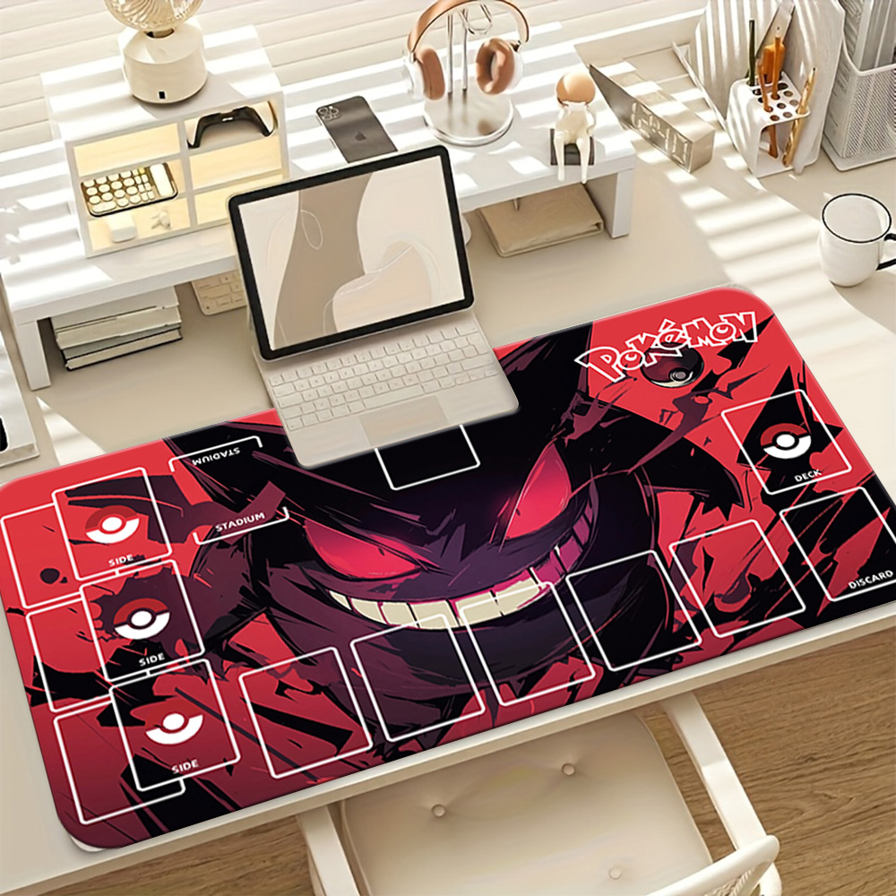 Desk Setup Red - Pokemon Gengar Red Black TCG Playmat