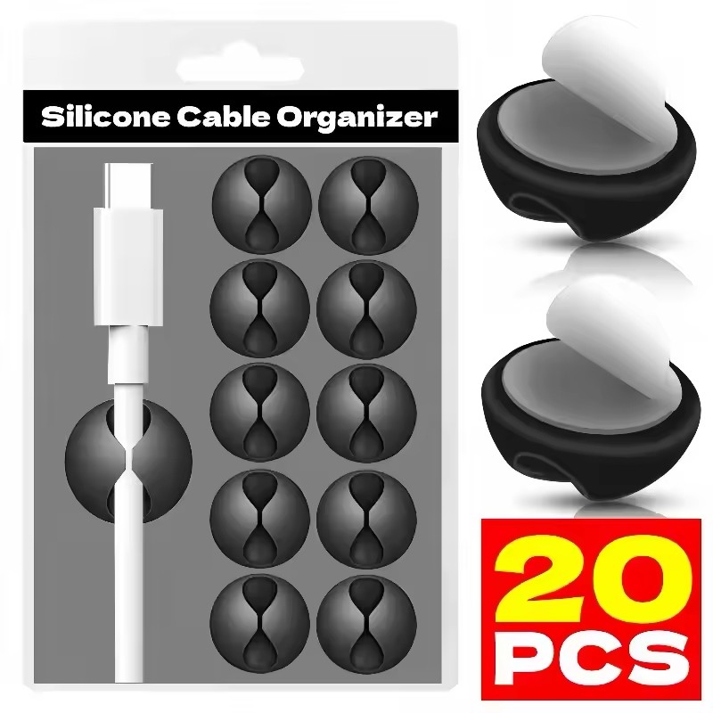 Desk Setup Organizer - Cable Clips Phone Cord Holder USB