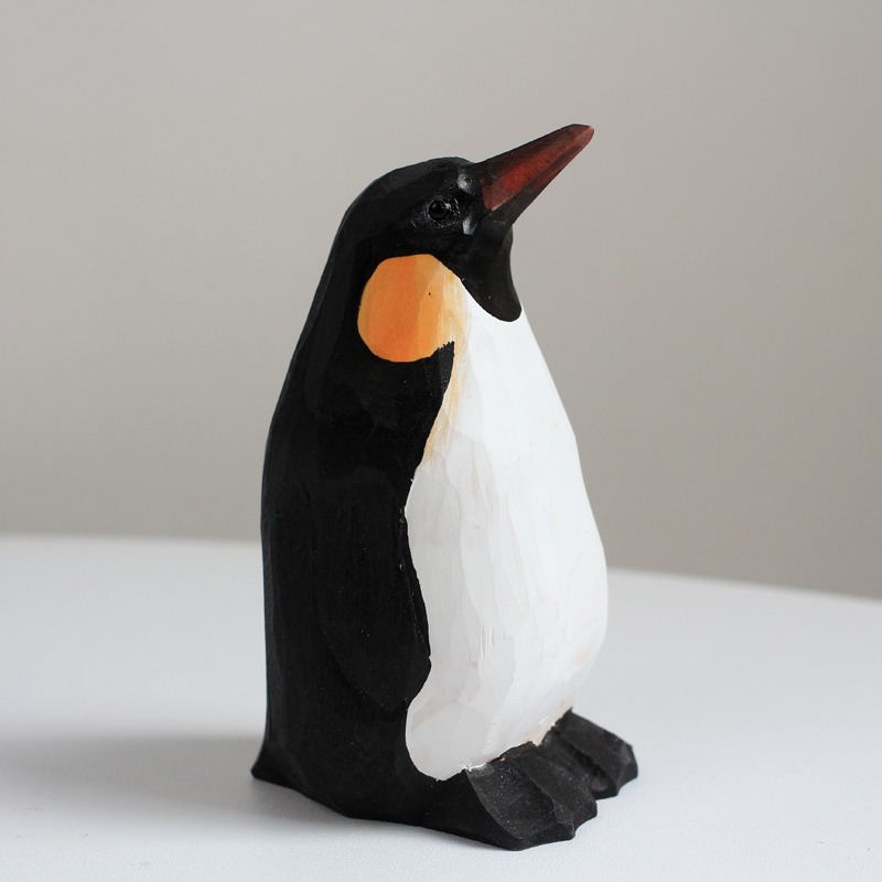 Desk Setup Computer - 1 PC Emperor Penguin Handcarved Wood