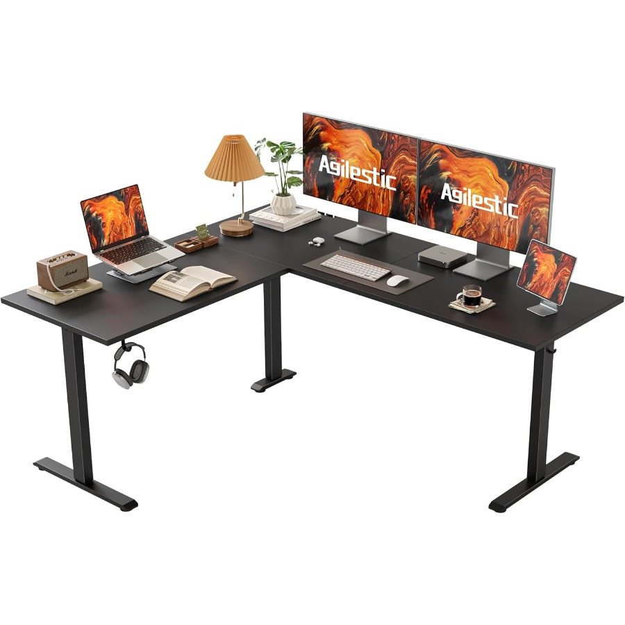 Desk Setup Corner - L Shaped Standing Desk Adjustable Height