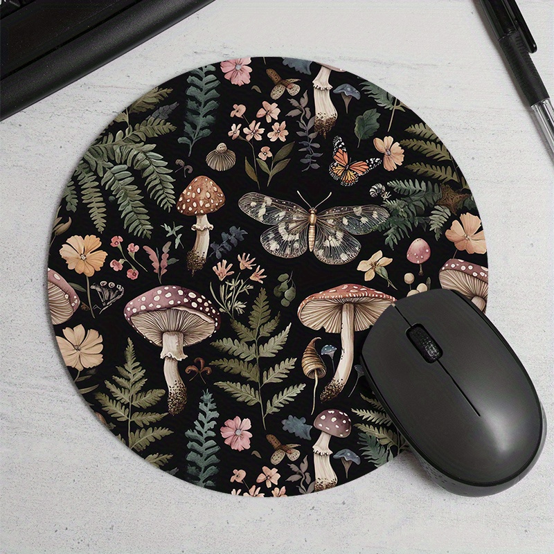 Desk Setup Organizer - Round Forest Plant Mouse Pad Rubber