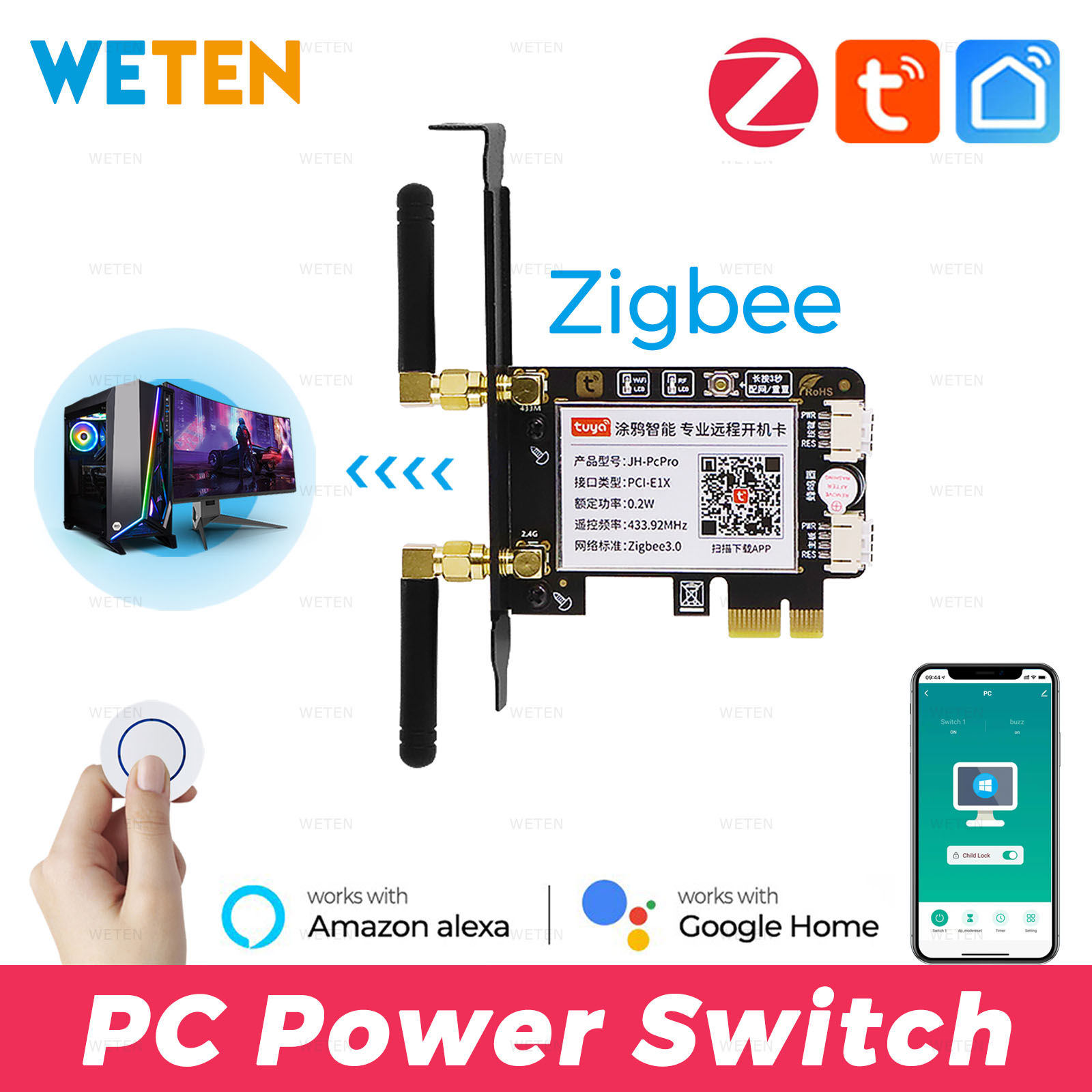 Tuya Zigbee Computer Power Res - Desk Setup Pc ulasan dan harga