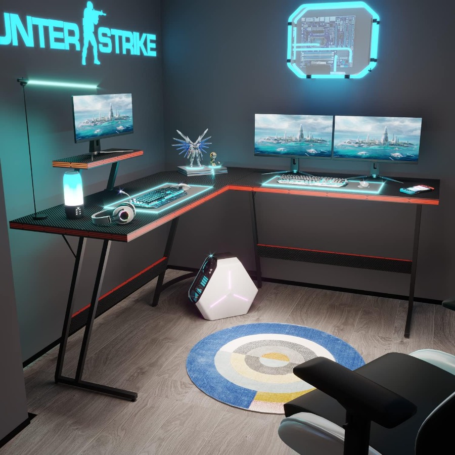 L Shaped Gaming Desk with Larg - Desk Setup Corner ulasan dan harga