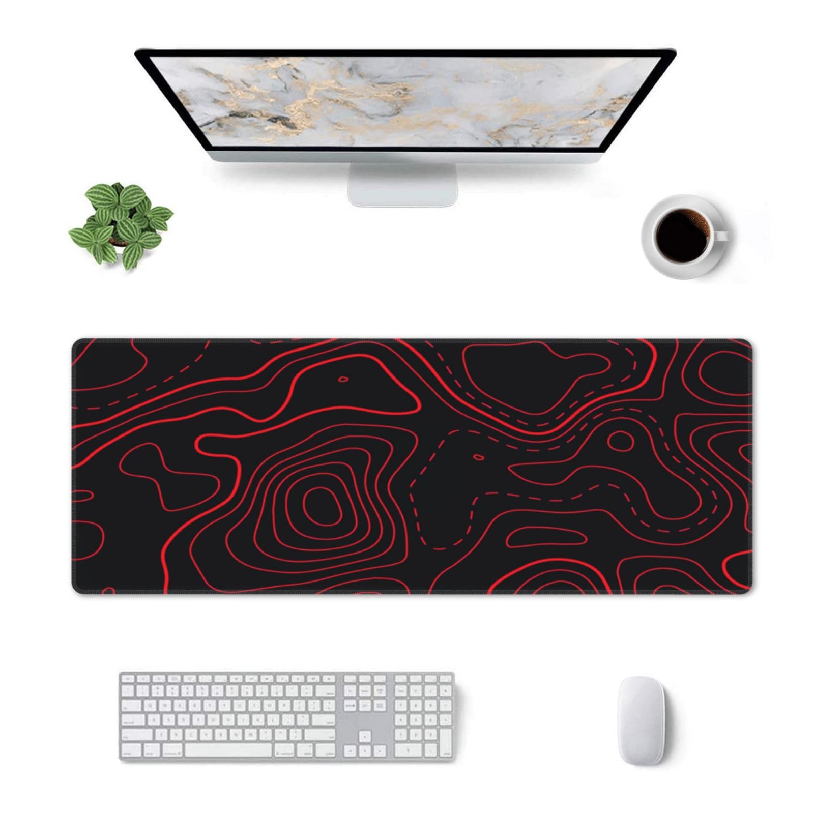 Red Black Topographic Gaming M - Desk Setup Red ulasan dan harga
