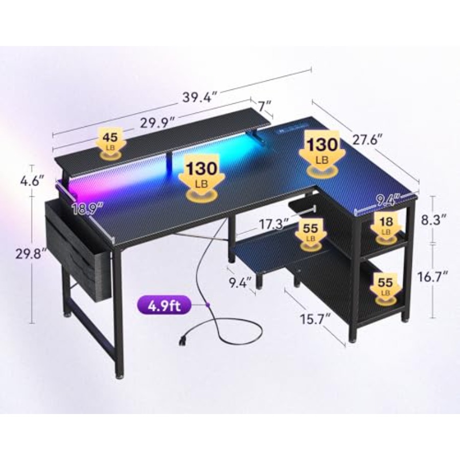 40 Inch Reversible L Shaped Ga - Desk Setup Corner ulasan dan harga