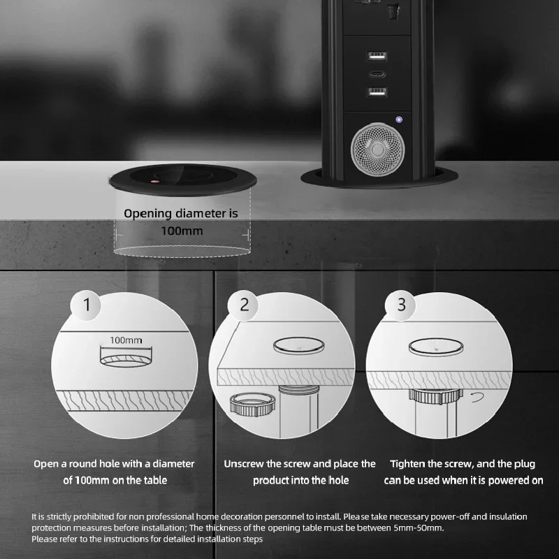 Motorized Pop up Tower Socket  - Desk Setup Speakers ulasan dan harga