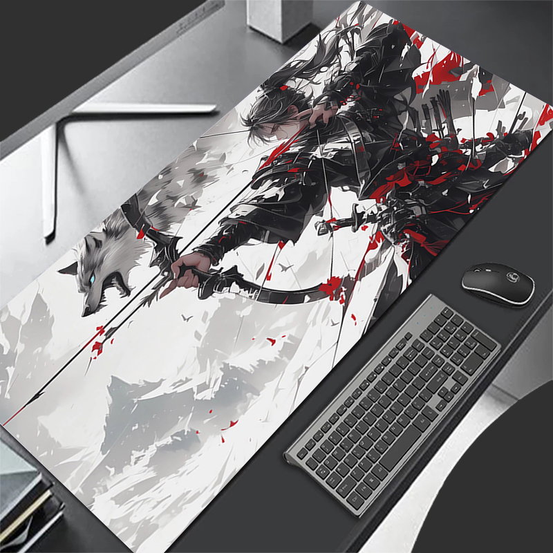Moon Samurai Wolf Mouse Pad PC - Desk Setup Red ulasan dan harga