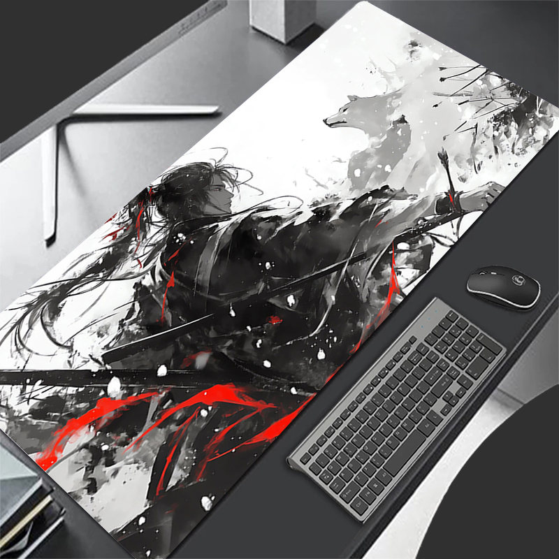 Moon Samurai Wolf Mouse Pad PC - Desk Setup Red ulasan dan harga