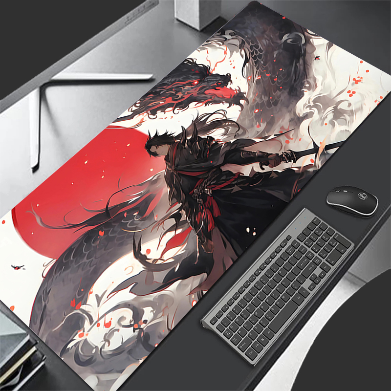 Moon Samurai Wolf Mouse Pad PC - Desk Setup Red ulasan dan harga