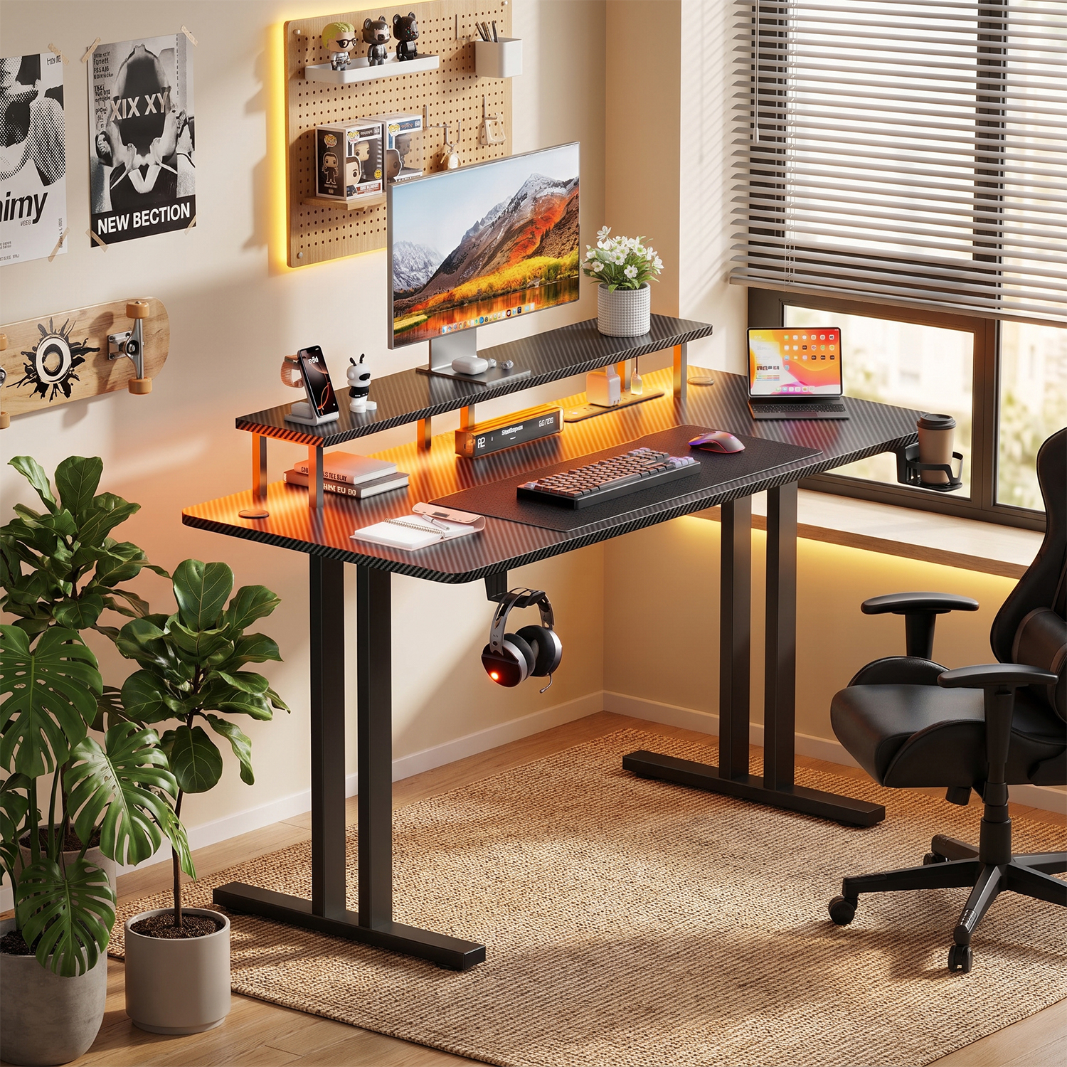 Gaming Desk with LED Lights &  - Desk Setup Pc ulasan dan harga