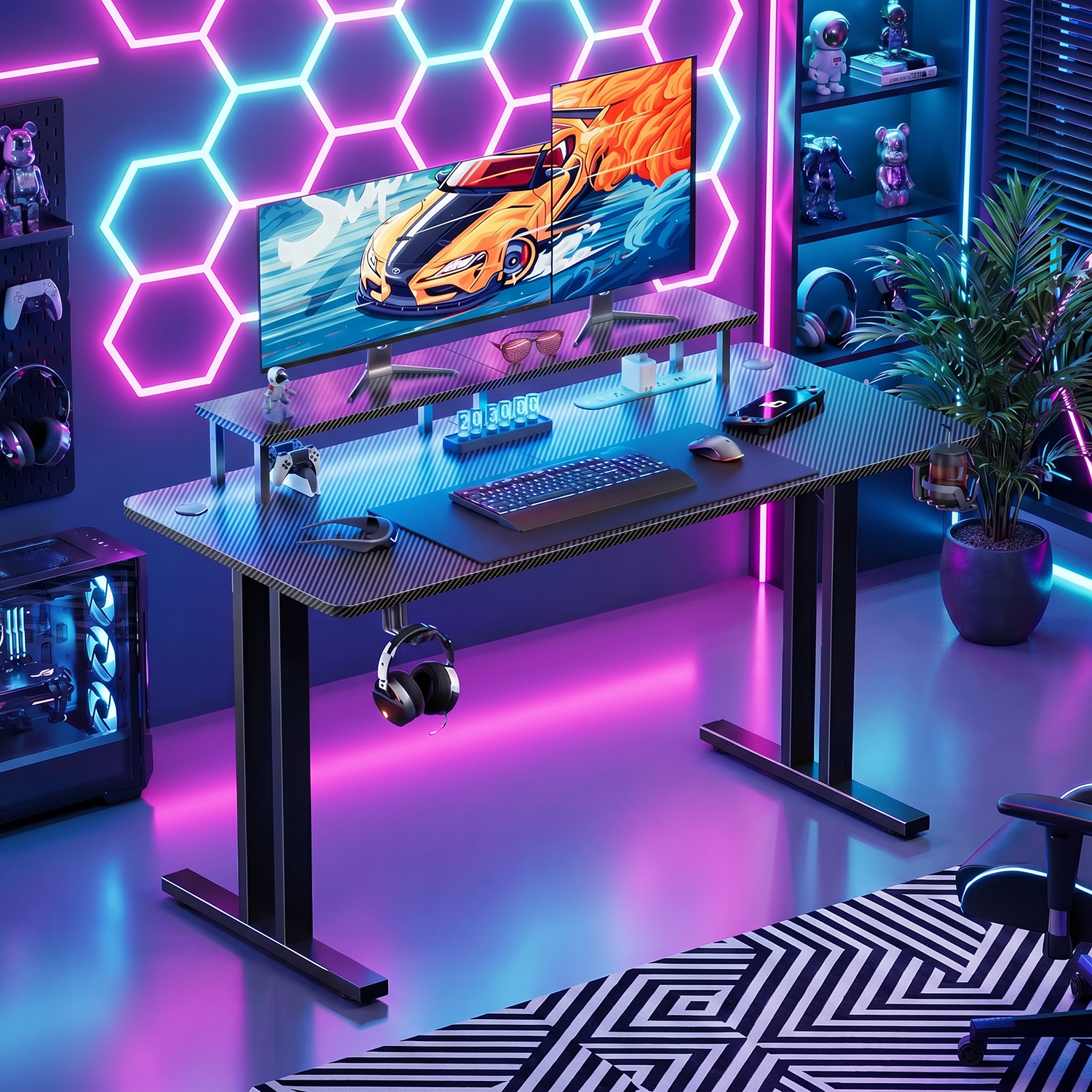 Gaming Desk with LED Lights &  - Desk Setup Pc ulasan dan harga