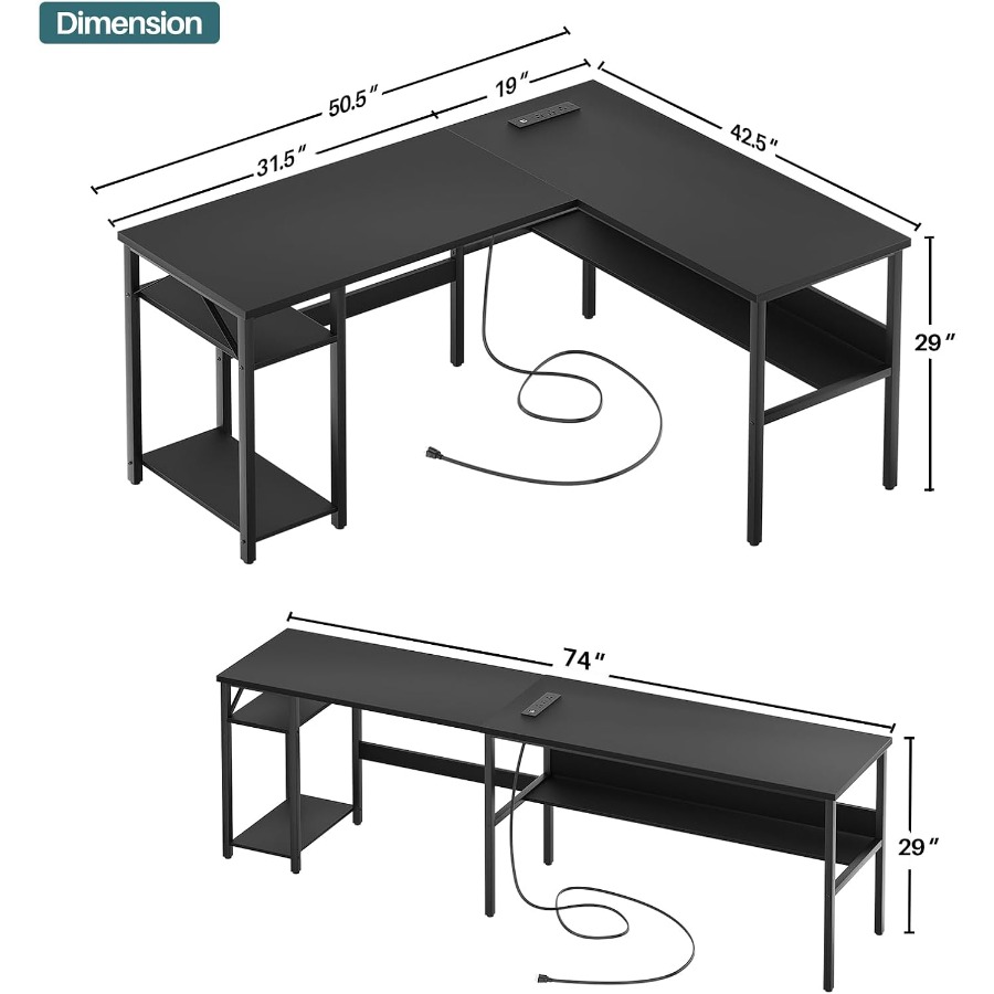 Reversible L Shaped Desk with  - Desk Setup Corner ulasan dan harga
