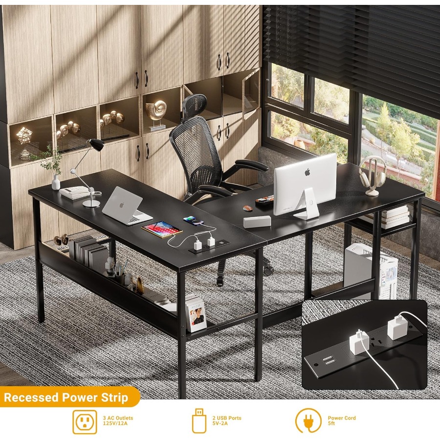 Reversible L Shaped Desk with  - Desk Setup Corner ulasan dan harga