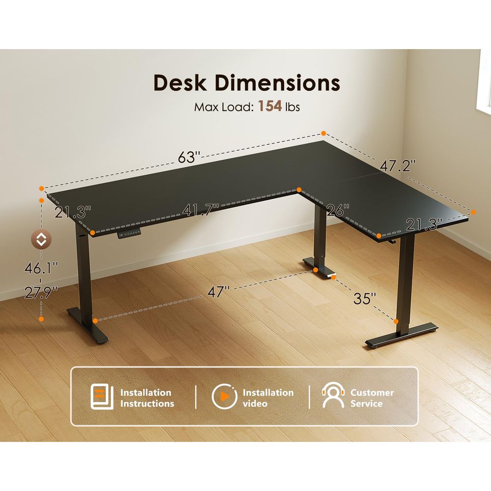 63 Inch Reversible L Shaped El - Desk Setup Pc ulasan dan harga