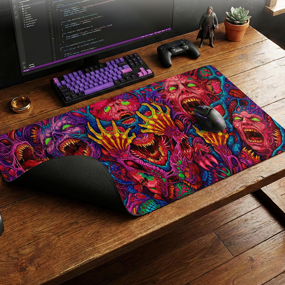 Japan Red Mouse Pad Neon Gore  - Desk Setup Red ulasan dan harga