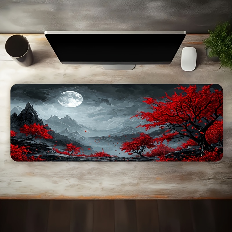 Red Tree Moon Landscape Extend - Desk Setup Red ulasan dan harga