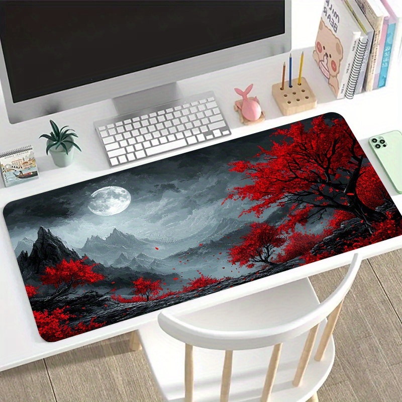 Red Tree Moon Landscape Extend - Desk Setup Red ulasan dan harga