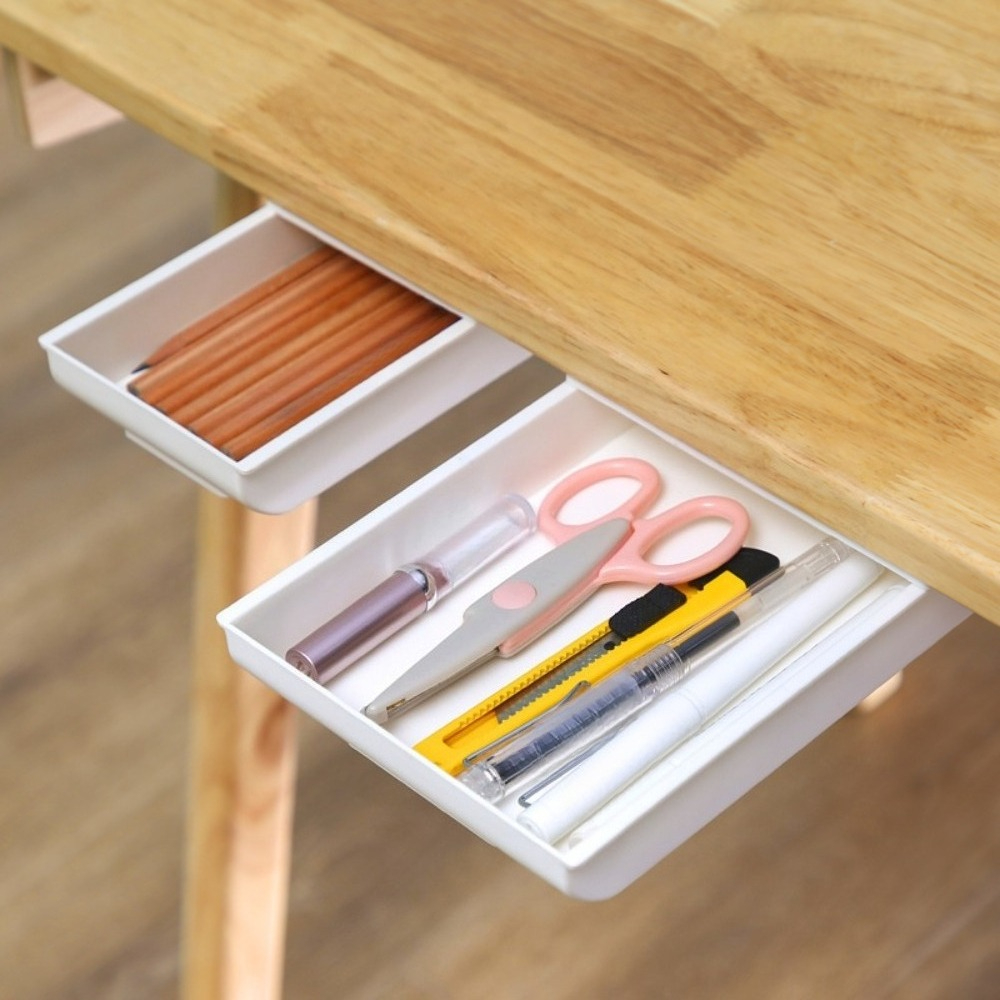 Hidden Storage Box Under Desk  - Desk Setup Organizer ulasan dan harga