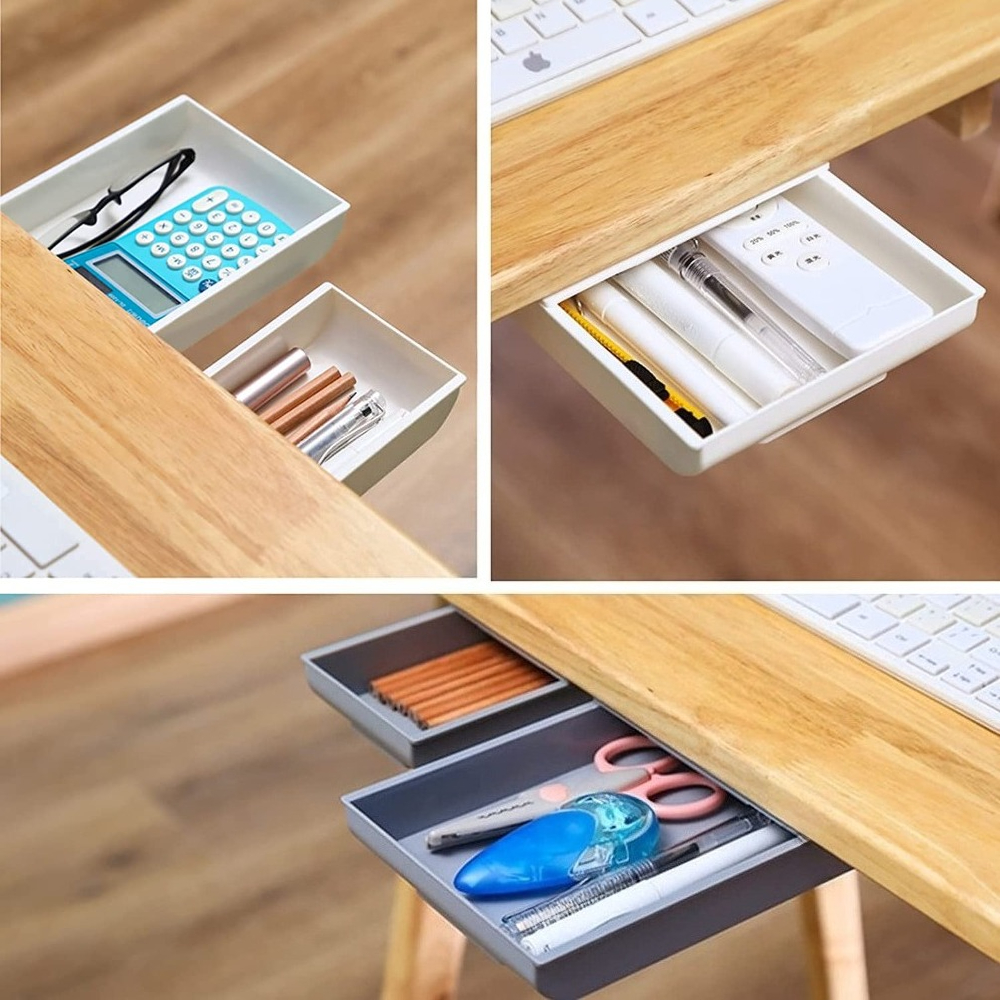 Hidden Storage Box Under Desk  - Desk Setup Organizer ulasan dan harga