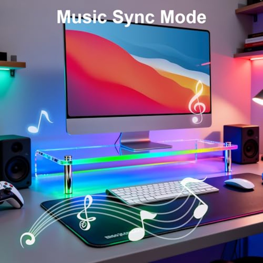 Acrylic Monitor Stand with WRG - Desk Setup With Laptop And Monitor ulasan dan harga