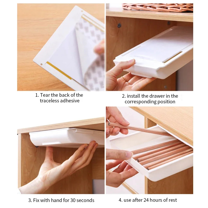 Hidden Storage Box Desk Storag - Desk Setup Organizer ulasan dan harga