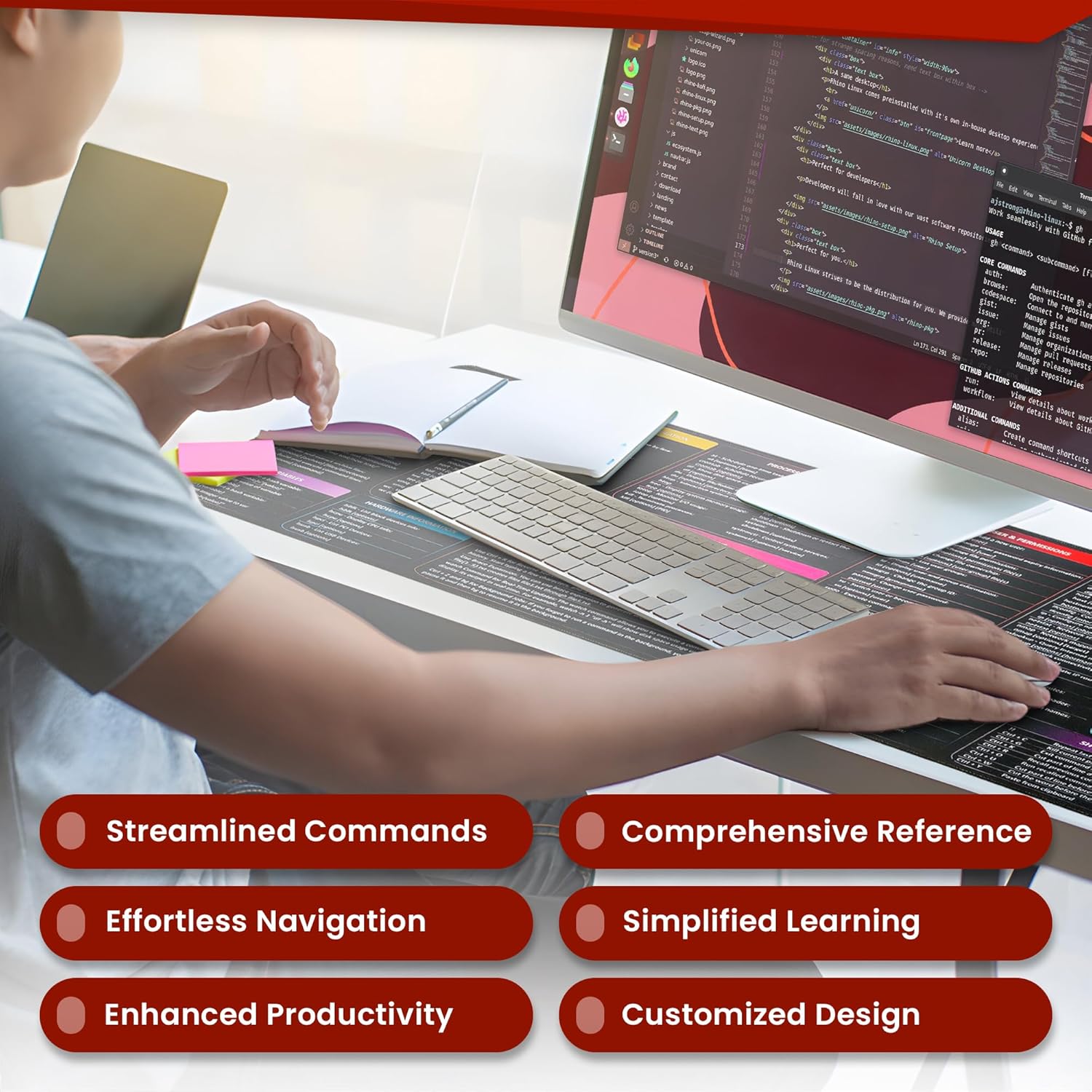 Linux Commands Mouse Pad,Short - Desk Setup Red ulasan dan harga