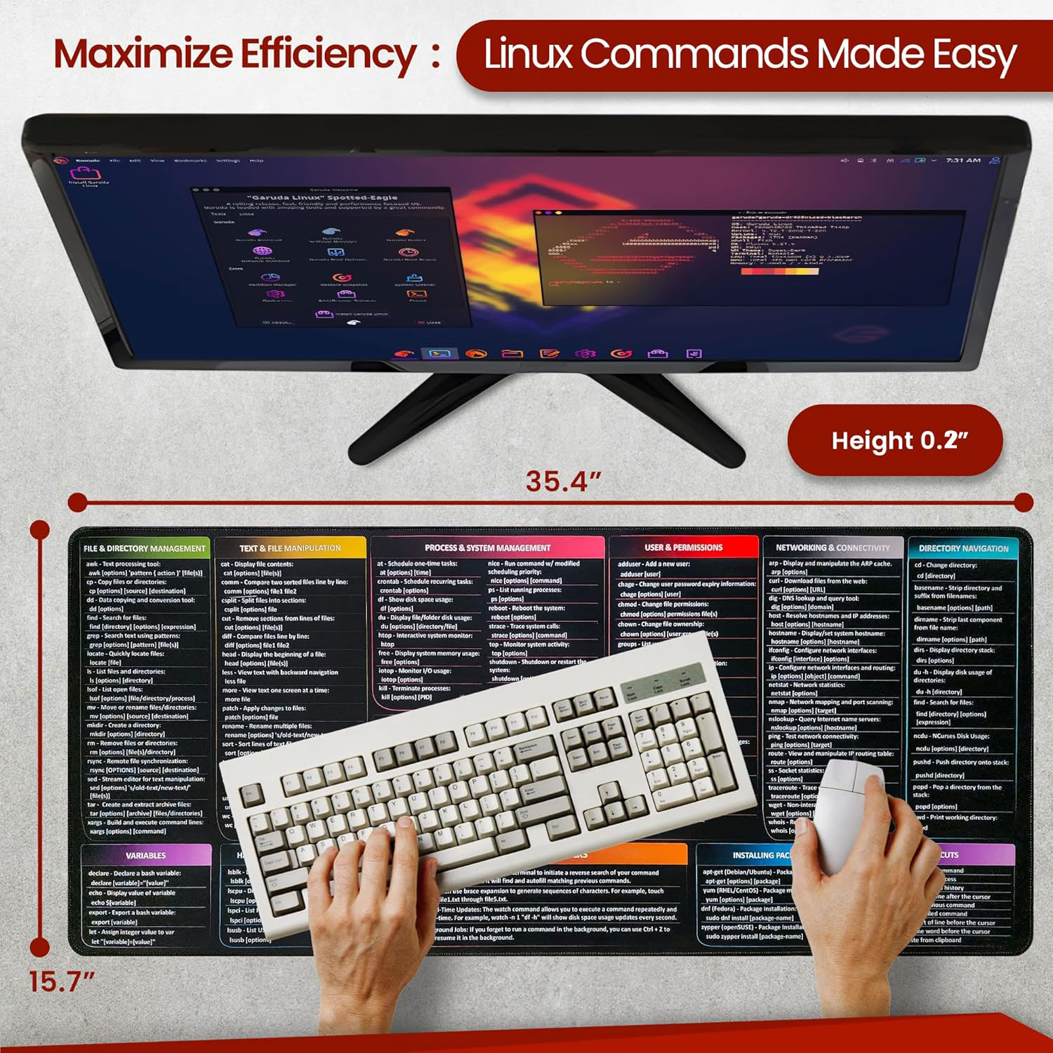 Linux Commands Mouse Pad,Short - Desk Setup Red ulasan dan harga