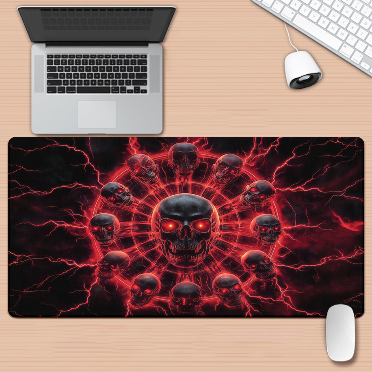 Gothic Skull Pentagram Gaming  - Desk Setup Red ulasan dan harga