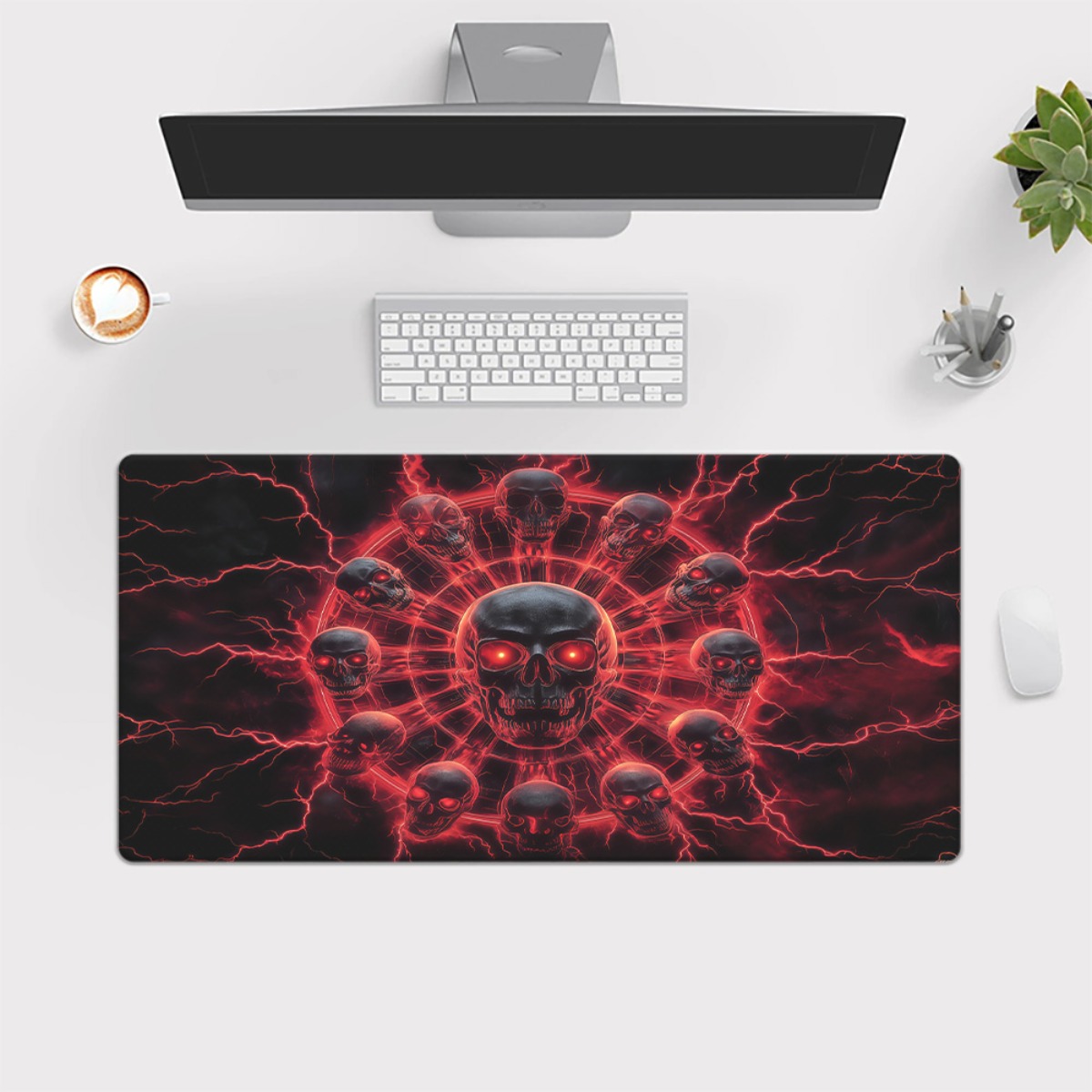 Gothic Skull Pentagram Gaming  - Desk Setup Red ulasan dan harga