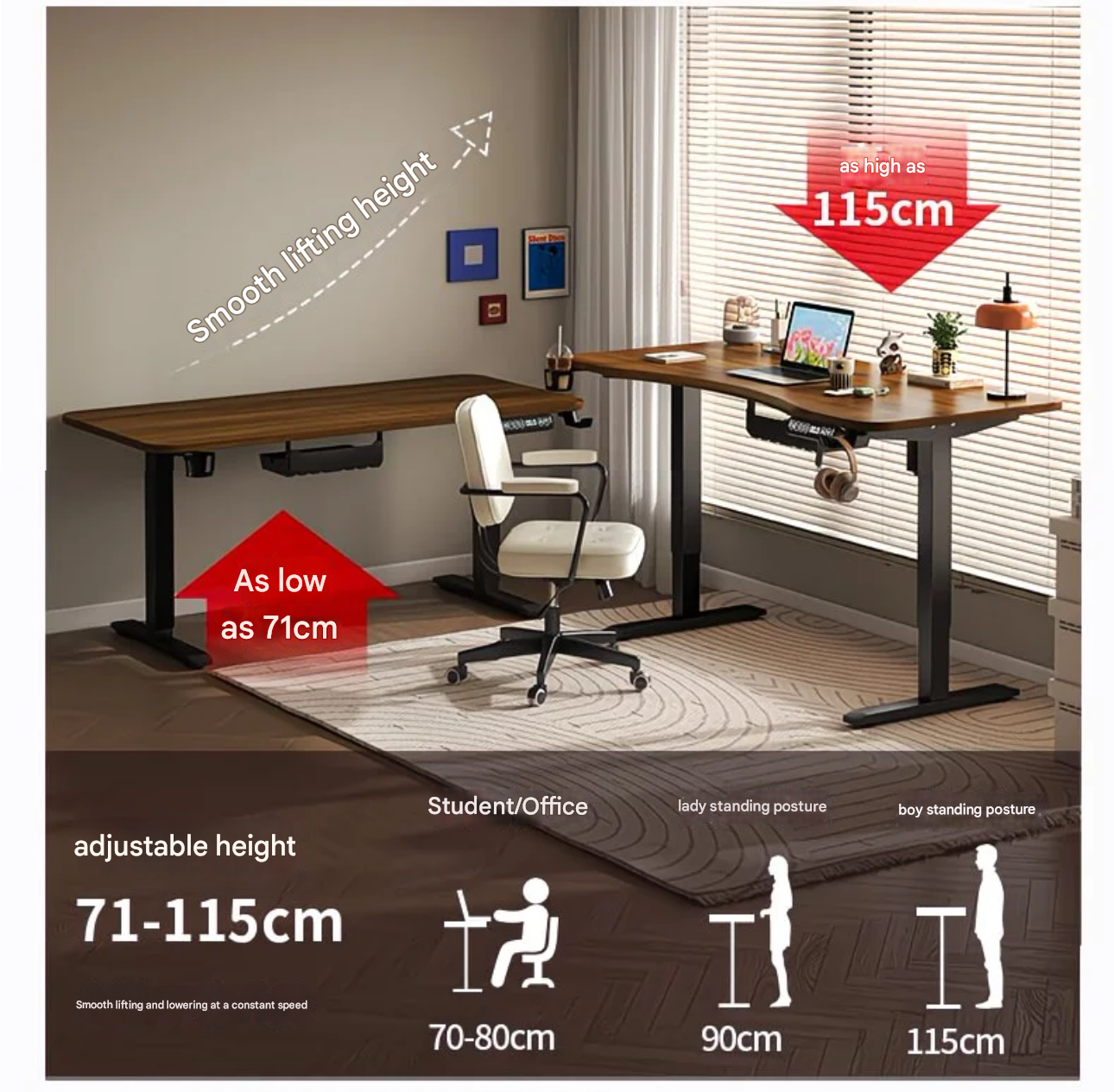 80/100/120/140cm Height Adjust - Desk Setup Game ulasan dan harga