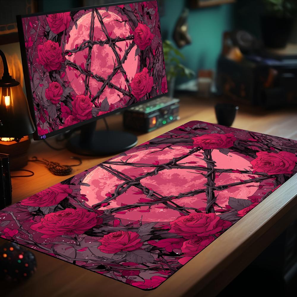 Romantic flowers and red moon  - Desk Setup Red ulasan dan harga