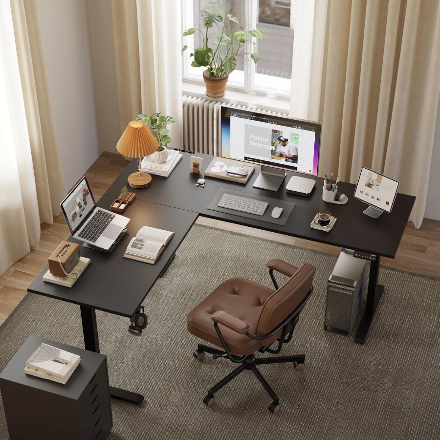 L Shaped Standing Desk Adjusta - Desk Setup Corner ulasan dan harga