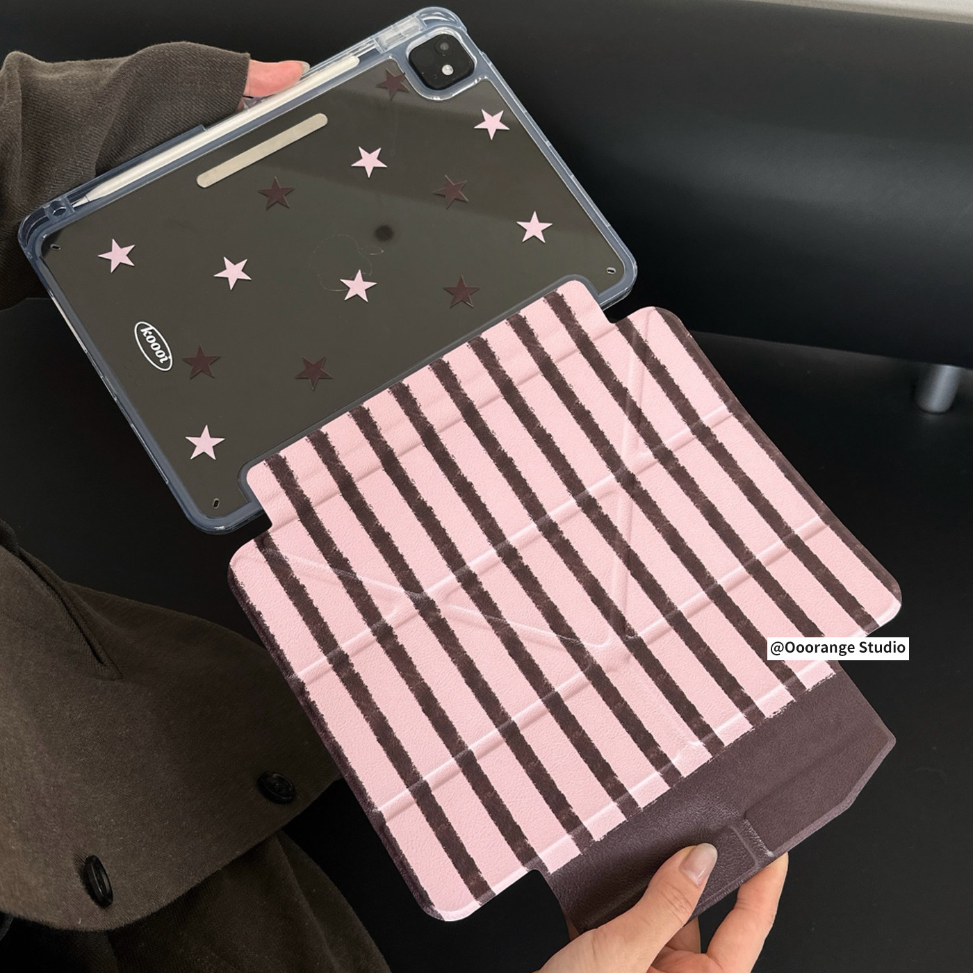 Ins Pink And Brown Stripe Tabl - Desk Setup Ipad ulasan dan harga