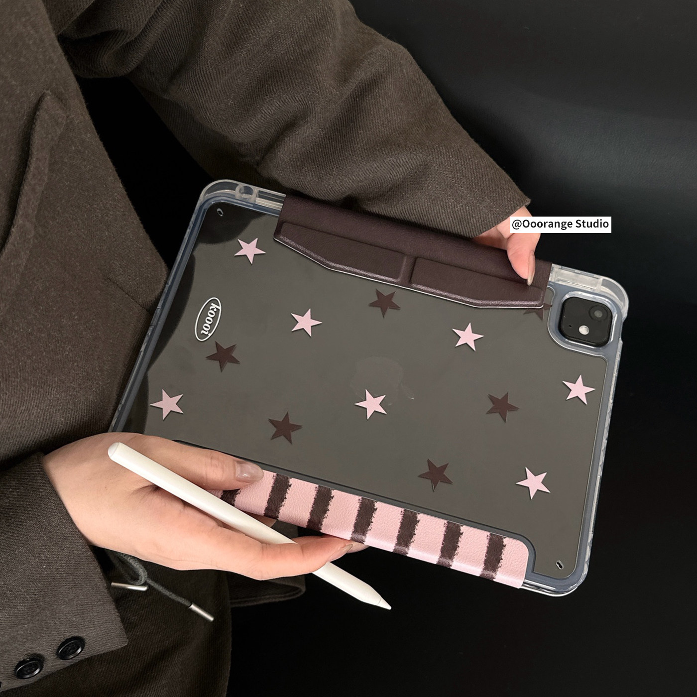 Ins Pink And Brown Stripe Tabl - Desk Setup Ipad ulasan dan harga