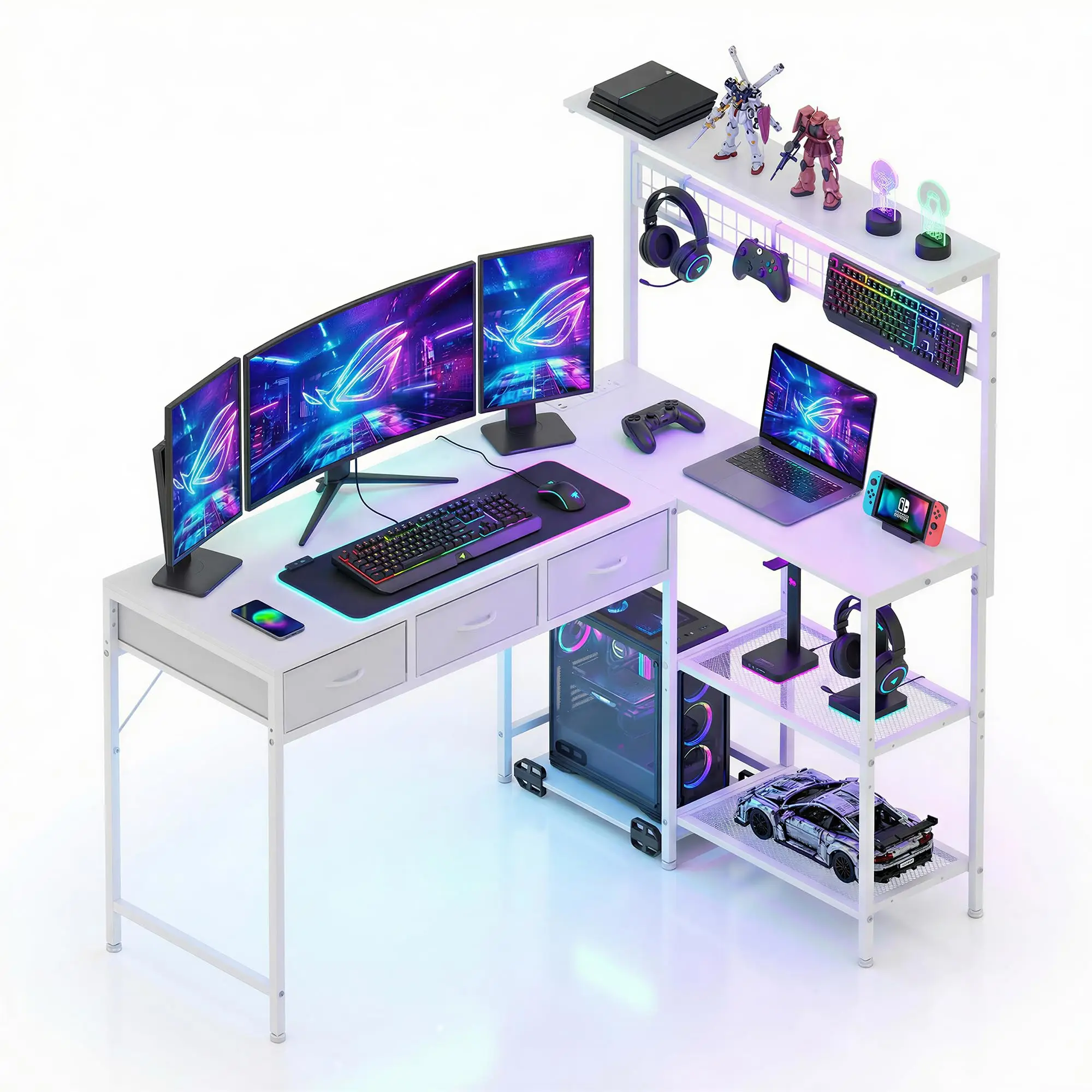 50.4 Inch Reversible L Shaped  - Desk Setup Corner ulasan dan harga