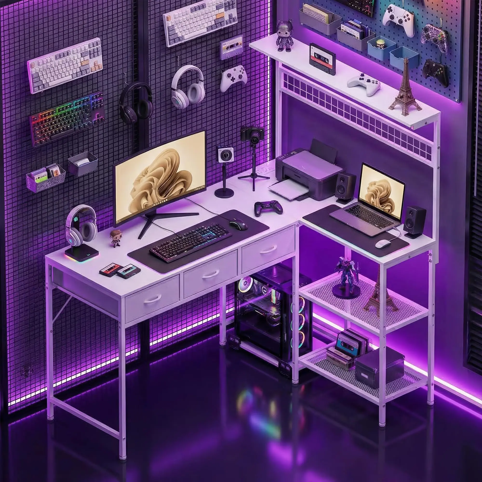 50.4 Inch Reversible L Shaped  - Desk Setup Corner ulasan dan harga