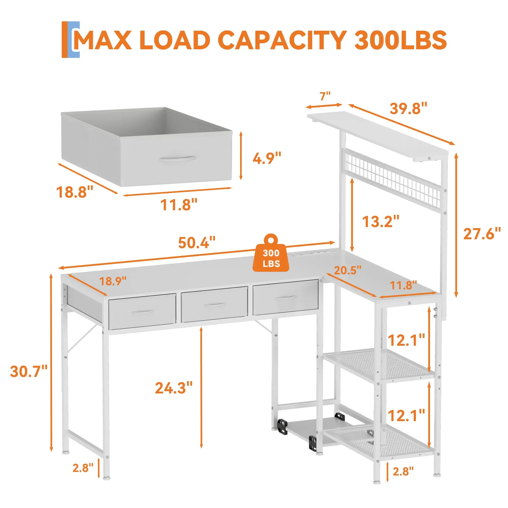 50.4 Inch Reversible L Shaped  - Desk Setup Corner ulasan dan harga