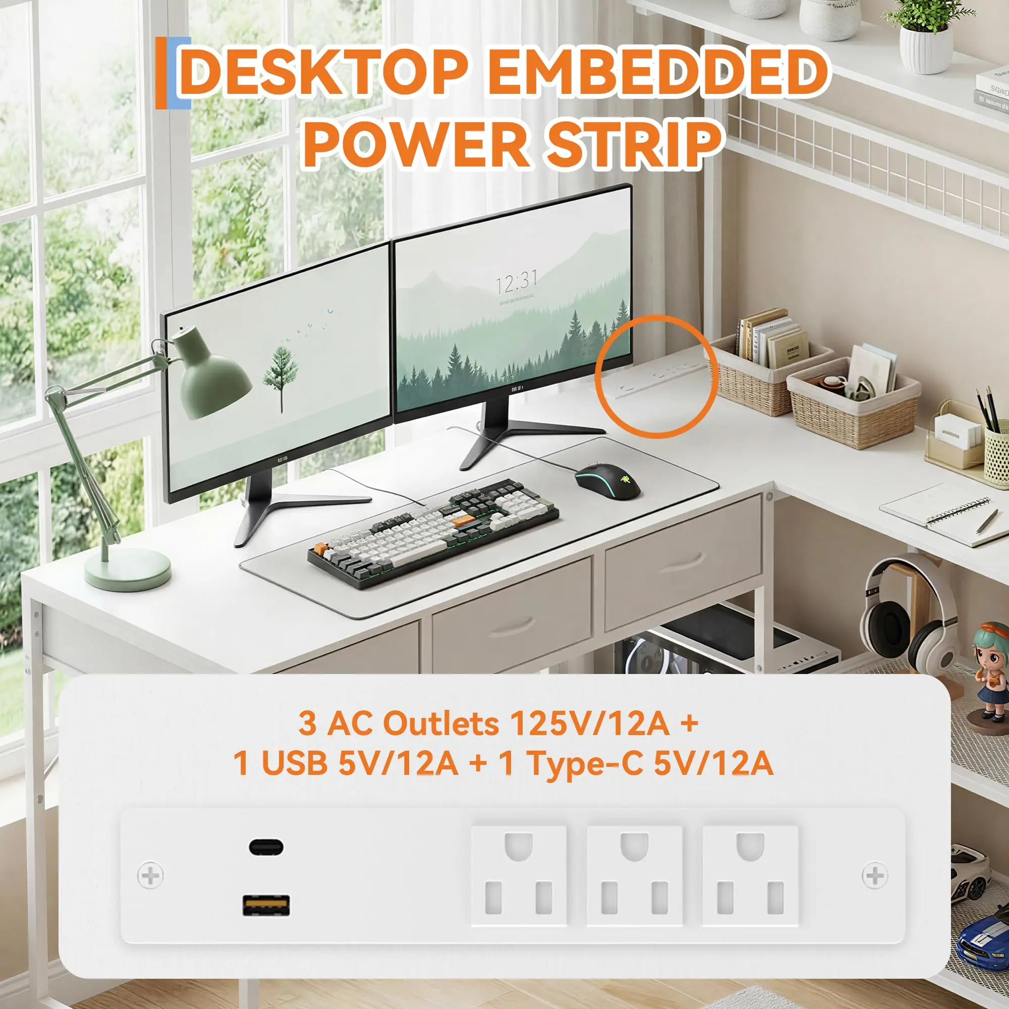50.4 Inch Reversible L Shaped  - Desk Setup Corner ulasan dan harga
