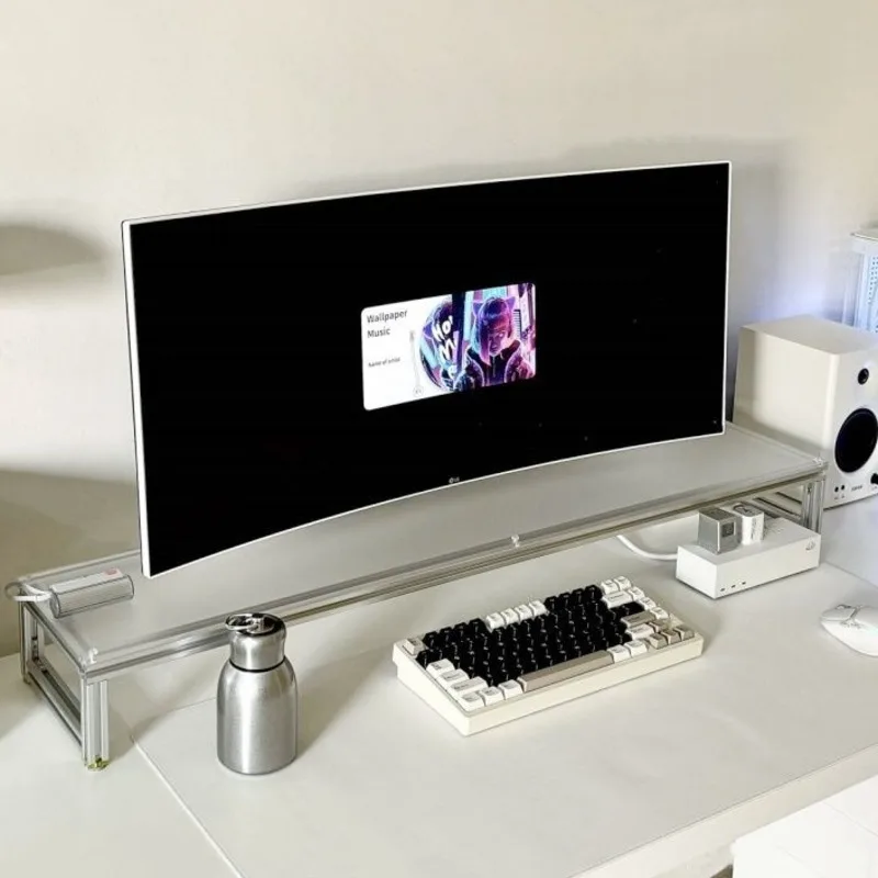 Aluminum Monitor Stand Acrylic - Desk Setup With Laptop And Monitor ulasan dan harga