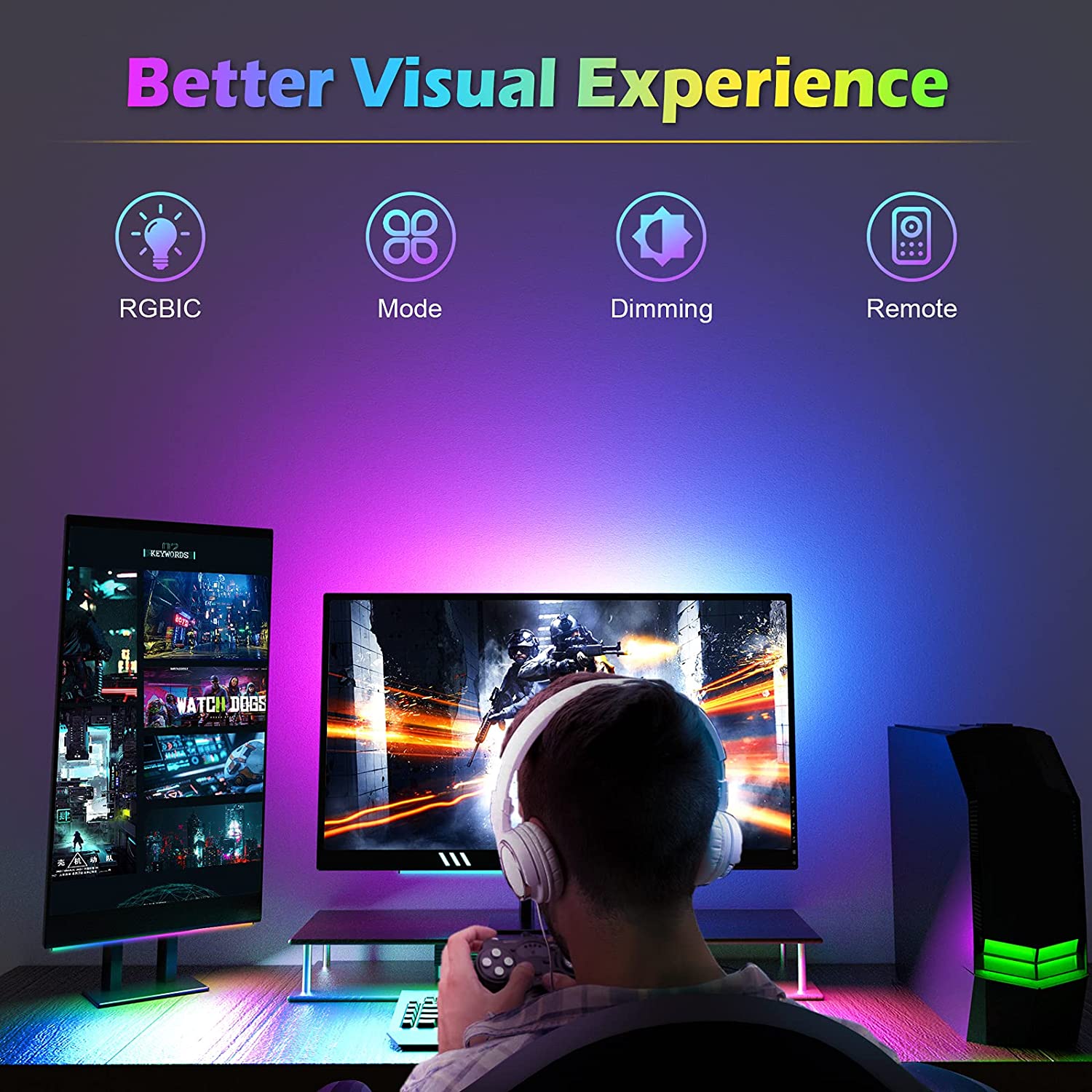 Under Monitor Light Bar RGB Dr - Desk Setup Pc ulasan dan harga